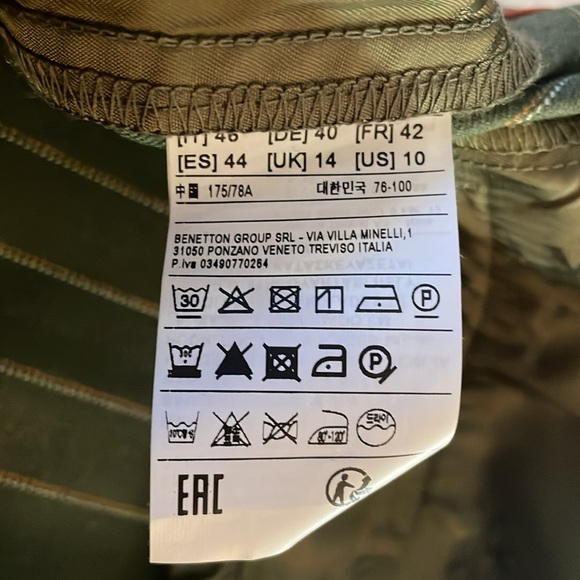 NWOT Benetton | olive green pinstripe pants | size 10 - Picture 3 of 6